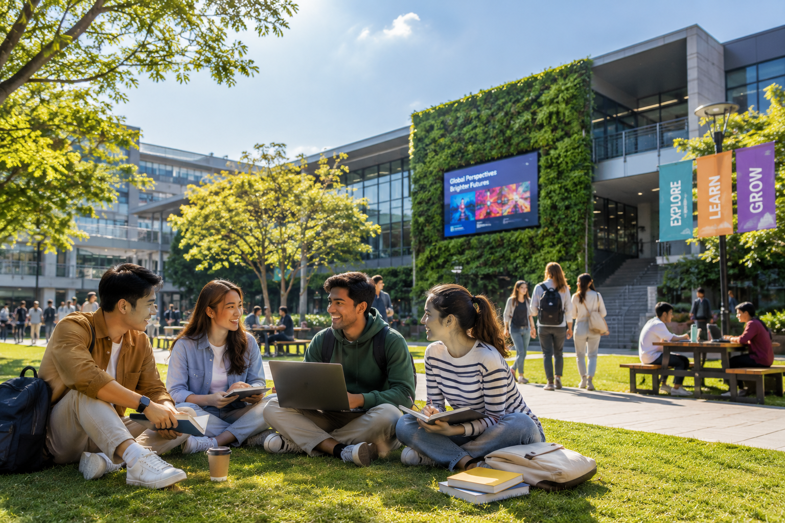 Students on a university campus
